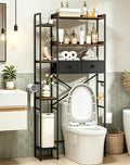 Over The Toilet Storage Rack, 7-Tier Over Toilet Bathroom Organizer with Adjustable Shelf, Above Toilet Storage with Hooks, Space-Saving, Brown Shelf by Suuiwau