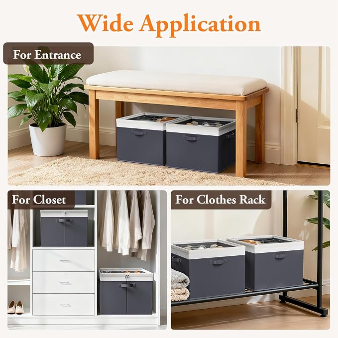 StoreHappily Shoe Organizer for Closet - 2 Packs Hold up to 32 Pairs, Gray - Image 7