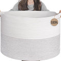 INDRESSME 115L Extra Large Woven Rope Blanket Basket Living Room, White by INDRESSME