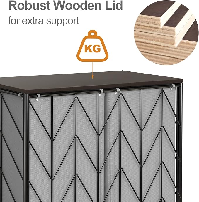 WOWLIVE Double Laundry Hamper with Lid, Rolling Laundry Basket with Wheels - Image 6
