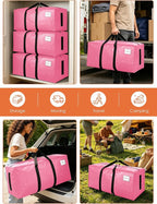 SWEET DOLPHIN 12 Pack 200LB Heavy-Duty Moving Bags with Wrap-Around Handles, Extra Large Storage Totes for Space Saving, Clothes Storage Bags, College Dorm Essentials, Pink, 24 Gal - Image 6