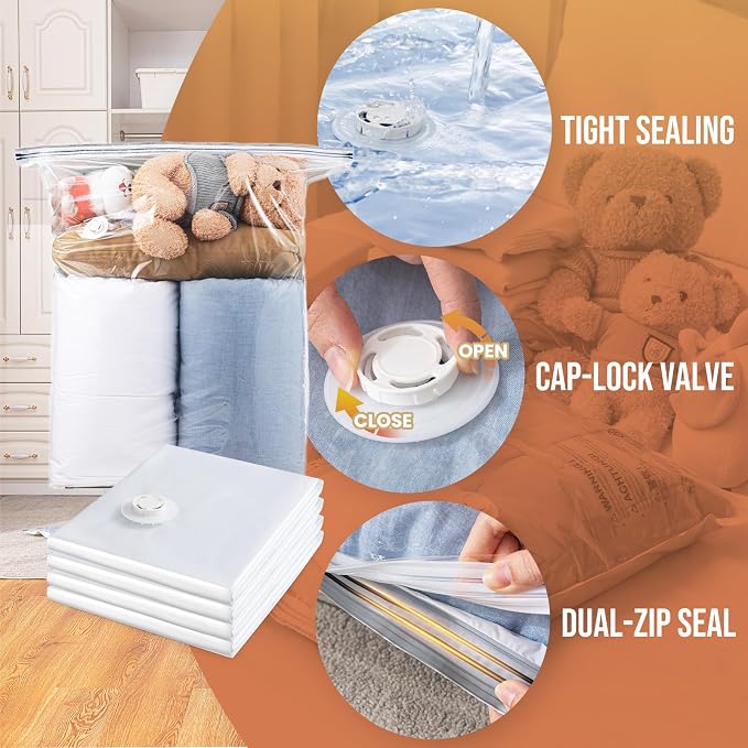 TAILI 12 Pack Vacuum Storage Bags, Jumbo Size (31×40 inch), Cream - Image 5