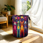 Dog Flower Laundry Basket Foldable Laundry Hamper With Handles Clothes Storage Bucket Organizer Laundry Bag For Bedroom Bathroom Laundry Storage 19.6 x 15.7 - Image 5