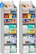 AOODA 2 Pack Over the Door Organizer, Large Capacity Closet Door Hanging Organizer, Clear Deep Pockets Baby Organizer Storage for Nursery, Bathroom, Bedroom, Pantry, Diapers (Grey) by AOODA