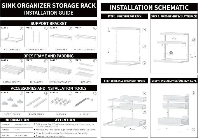 Under Sink Organizer, 2-Pack 3-Tier Pull Out Cabinet Organizers and Storage - Image 9