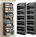 HOMELUX THEORY Over the Door Organizer, 6-Tier, 100D Fabric, Dark Gray 2pc | Over the door shoe organizer, 50 lbs capacity, 12 side mesh pockets, 100D extra thick fabric, Closet & entryway storage by HomeluxTheory