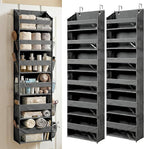 HOMELUX THEORY Over the Door Organizer, 6-Tier, 100D Fabric, Dark Gray 2pc | Over the door shoe organizer, 50 lbs capacity, 12 side mesh pockets, 100D extra thick fabric, Closet & entryway storage by HomeluxTheory