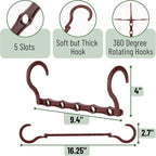 Mr. Pen- Space Saving Hangers for Clothes, 12 pcs, Mahogany Color, Plastic Multi Clothes Hangers Space Saving, 5 Slots, 360° Rotating Hooks - Image 3
