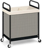 STORAGE MANIAC Rolling Laundry Hamper with Wheels 2-Section Laundry Sorter Rolling Laundrys Basket on Wheels with Removable Bag Clothes Hamper Laundrys Organizer Cart Bathroom Bedroom 100L Beige by STORAGEMANIAC