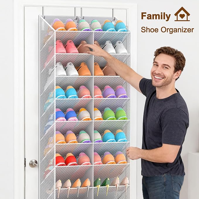 UVIAHOMI Over the Door Shoe Organizer for 30 Pairs, 10-Tier Light Grey - Image 2
