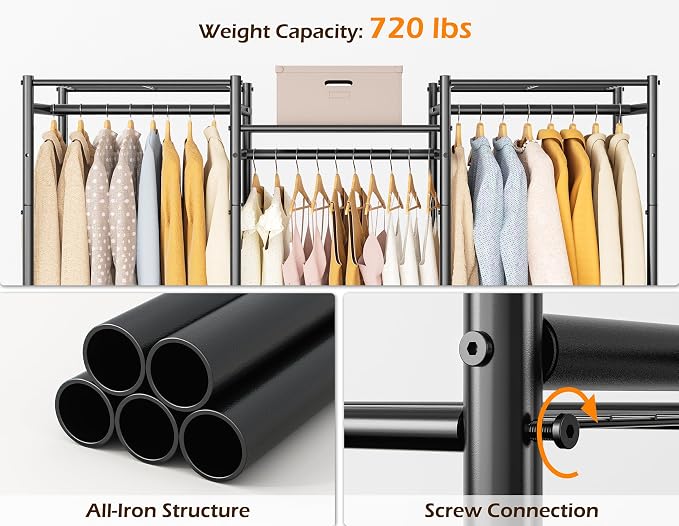 HOMIDEC Wardrobe Closet, 4 Hanging Spaces Portable Clothes Rack - Image 5