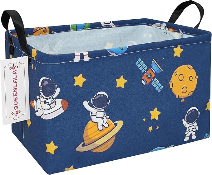 Rectangular Collapsible Laundry Basket with Side Handles, Star Astronaut by QUEENLALA