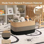 Goodpick Large Woven Blanket Basket, Rectangle, Black Jute, 75L - Image 6