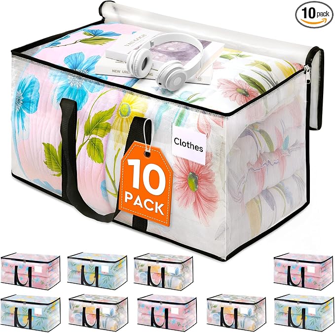 HomeHacks Large Moving Bags, Heavy Duty Clear Storage Bags, 10 Pack 125L by HomeHacks
