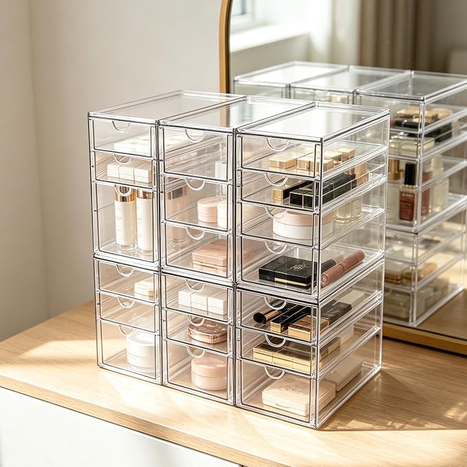 Prsildan Stackable Desk Organizers with 20 Drawers, Craft Storage Drawer - Image 8