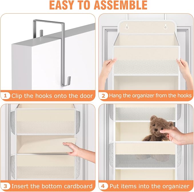 Over The Door Organizer Storage Large Capacity Hanging Bedroom Storage | 5 Shelves, 40 LB Capacity, Foldable Mesh Design, Clear Window, Sturdy, Large Storage Organizer for Nursery, Pantry & Closet - Image 3