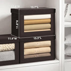 Homsorout Stackable Storage Bins with Lids - Large Decorative Basket with Lids, Fabric Foldable Closet Organizer Bins, Shelf Organizer for Living Room, Dorm, 5 Pack, Brown - Image 2