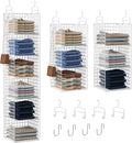 6 Tier Closet Hanging Organizer, Metal Closet Organizers and Storage with 4 Hanging Hooks 4 S-Hooks for Wardrobe Laundry Room, Wire Storage Shelf for Clothes Sweaters Pants (White) by Orapoke