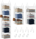 6 Tier Closet Hanging Organizer, Metal Closet Organizers and Storage with 4 Hanging Hooks 4 S-Hooks for Wardrobe Laundry Room, Wire Storage Shelf for Clothes Sweaters Pants (White) by Orapoke