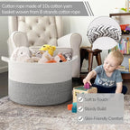 INDRESSME Large Woven Rope Blanket Basket Living Room Light Grey, 65L - Image 3