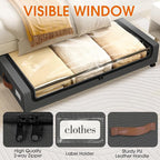 Under Bed Storage with Wheels 2Pack Storage Containers with Clear Window | Under Bed Drawers Rolling Under Bed Storage for Clothes,Shoes, Blankets (30.71 x 16.93 x 6.69 in, Dark Grey) - Image 3