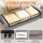 Under Bed Storage with Wheels 3Pack Storage Containers with Clear Window | Under Bed Drawers Rolling Under Bed Storage for Clothes,Shoes, Blankets (30.71 x 16.93 x 6.69 in, Light Grey) - Image 3