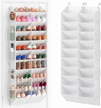 UVIAHOMI 20-30 Pairs Over the Door Shoe Organizer with Side Mesh Pockets, 10-Tier Hanging Shoe Storage for Closet, Breathable Door Shoe Rack Holds Sneakers, Boots, Heels & Daily Essentials, White by UVIAHOMIHOMEORGANIZER