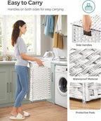 SONGMICS Laundry Hamper with Lid, 110L Double Wicker Basket, 6 Mesh Bags - Image 7