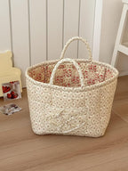 Storage Basket Boho Fabric Large Collapsible Floral Laundry Nursery Hamper Portable Folding Storage for Clothes Toys (Yellow Floral) by Ankick