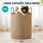 Woven Rope Laundry Hamper Basket by YOUDENOVA, 72L Tall Luandry Basket, Baby Nursery Hamper for Blanket Storage in Bedroom-Large-Jute - Image 3