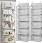 HOMELUX THEORY Over the Door Organizer, 6-Tier, 100D Fabric Transparent 2pc | Over the door shoe organizer, 50 lbs capacity, 12 side mesh pockets, 100D extra thick fabric, Closet & entryway storage by HomeluxTheory