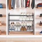 STORAGE MANIAC Expandable Shoe Rack, 16 Pairs Stackable Small Shoe Rack, Metal Adjustable Shoes Organizer for Closet, Entryway, Hallway, Garage, Front Door, Shoes Shelves, Black 4 Tier - Image 2