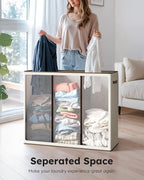 SOLEDI Large Laundry hamper 3 Section with Laundry Bag, XL Clothes Basket - Image 2