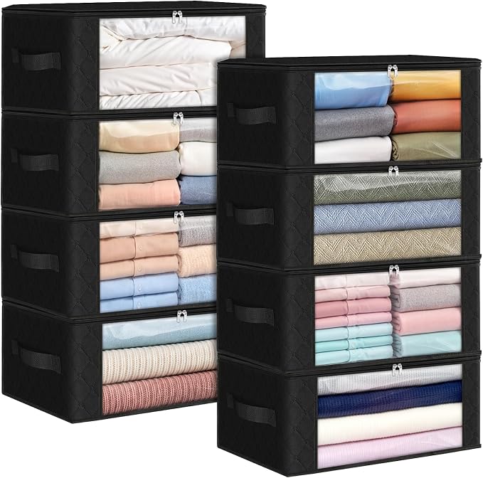Fab totes 35L Closet Organizers, Foldable Under Bed Storage Containers | Storage Bags with Zippers,Window and Handles for Organizing Bedroom, Closet, Clothing,Organization with Handle by Fabtotes