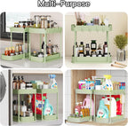 2 Packs Under Sink Pull-Out Storage Organizers, 14.8 Inches, Green - Image 6
