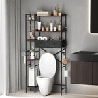Over The Toilet Storage Rack, 7-Tier Over Toilet Bathroom Organizer with Adjustable Shelf, Above Toilet Storage with Hooks, Space-Saving, Brown Shelf - Image 8