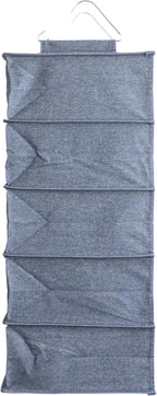 Household Essentials Hanging Cotton Blend and Plastic Closet Shoe Organizer with 10 Storage Compartments, Denim - Image 8