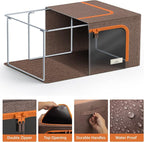 Sorbus Clothes Storage Bins, Clear Window & Handles (6 Pack, Brown) | Large foldable stackable boxes have easy-carry grips for bedding and linens in closets, bedrooms and laundry rooms. - Image 5