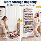 UVIAHOMI 20-30 Pairs Over the Door Shoe Organizer with Side Mesh Pockets, 10-Tier Hanging Shoe Storage for Closet, Breathable Door Shoe Rack Holds Sneakers, Boots, Heels & Daily Essentials, White - Image 3