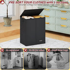 150L Laundry Hamper 2 Section, Large Laundry Hamper with Lid, Dirty Clothes Hamper with 2 Removable Inner Bags, Collapsible Laundry Basket Organizer for for Clothes Toys Towels, Hamper 2 Compartment - Image 3
