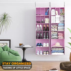 SpaceAid 2 Pack Hanging Closet Organizer and Storage with Dividers, 24 Compartments Hanging Shoe Shelves for Closet, Wardrobe, RV, Garment Rack - Pink - Image 7