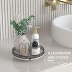 AMH 9-Inch Rustic Whitewashed Wooden Lazy Susan Organizer - Image 4
