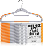 Plastic Hangers 10 Pack, Cascading Slim Space Saving Clothing Hangers with 360° Rotating Hook, Non Slip Clothes Hangers for Sweater Shirt, Heavy Duty Coat Hanger with Inner Hook for Closet, Grey by milanohome