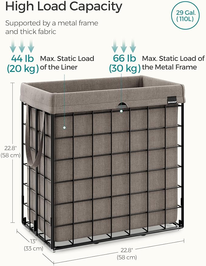 SONGMICS Laundry Hamper, Collapsible, 29 Gal. (110L) - Image 5