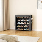 LANTEFUL Shoe Rack with Covers 5 Tier Tall Shoe Rack Organizer Large Capacity Shoe Shelf Storage 20-24 Pairs Space Saving Free Standing Shoe Storage Organizer for Closet, Entryway, Dorm, Black - Image 8