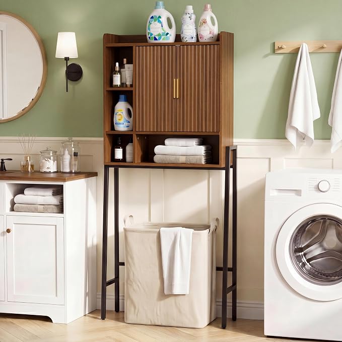 Over The Toilet Storage Cabinet,31" W Bathroom Organizer, Walnut - Image 3