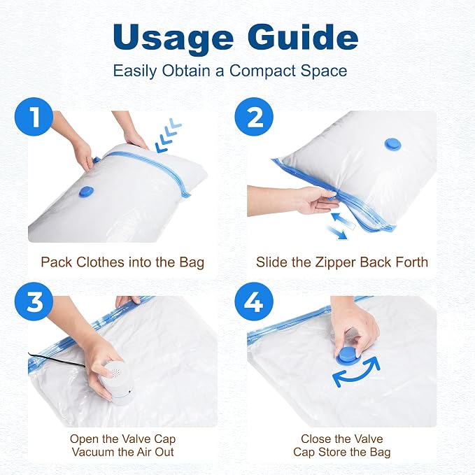 HOUSE DAY 10 Jumbo Vacuum Seal Bags For Clothing Travel, 80% Space Saving Travel Vacuum Bags with Electric Pump, Vacuum Storage Bags For Clothes, Comforters, Blankets, Moving, Reusable & Durable - Image 8
