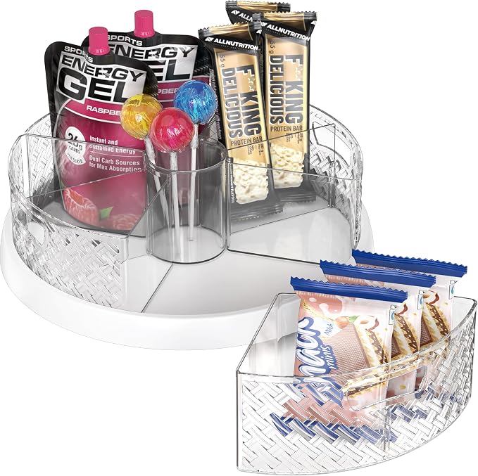 Simple Houseware 12-Inch Lazy Susan Turntable w/Removable Bins & Dividers - Image 3