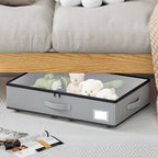 EE-RoomWorld Under Bed Storage with Wheels, No Assemble Required 5.5 inches height grey under bed storage bins,Low Profile Rolling Underbed Shoe Storage containers，dorm underbed storage drawers - Image 5