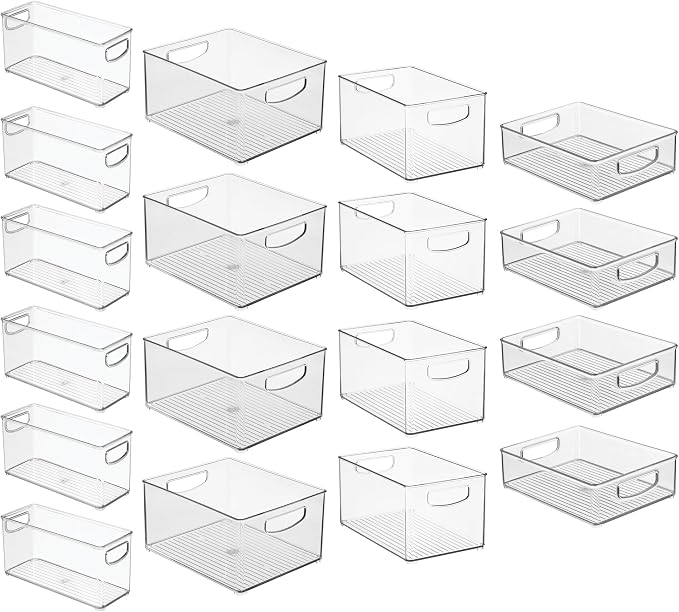 iDesign Stackable Plastic Handle Bin Storage Organizers, 18 Pack, Clear - Image 9